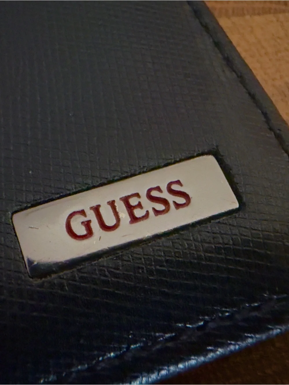 GUESS Black Men's Bifold Wallet with Branded Plaque